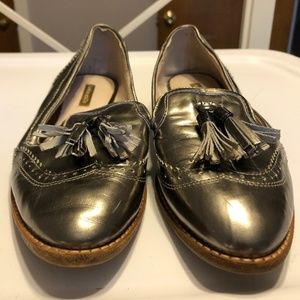 Silver metallic loafers